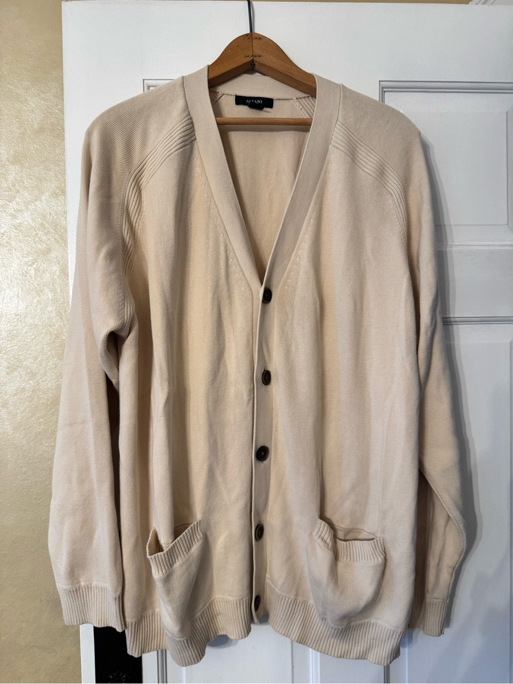 Alfani Men's Cream Button-Front V-Neck Cardigan